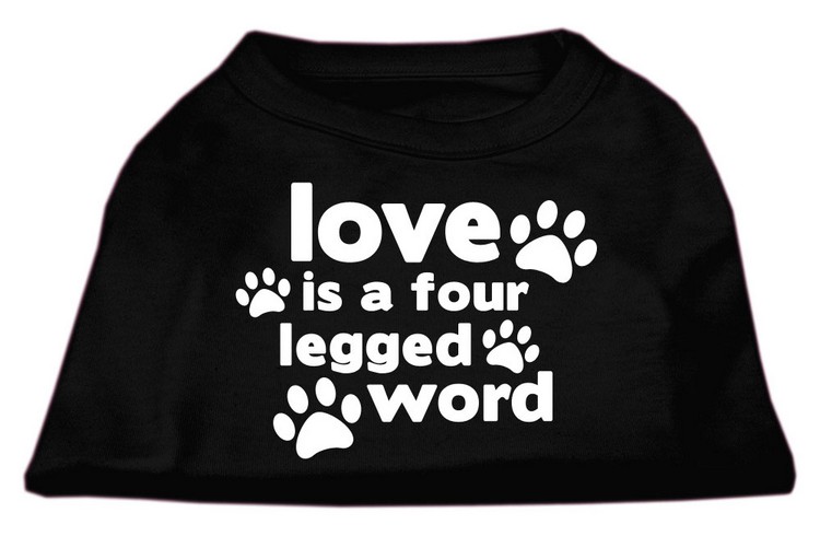 Love is a Four Leg Word Screen Print Shirt Black Med